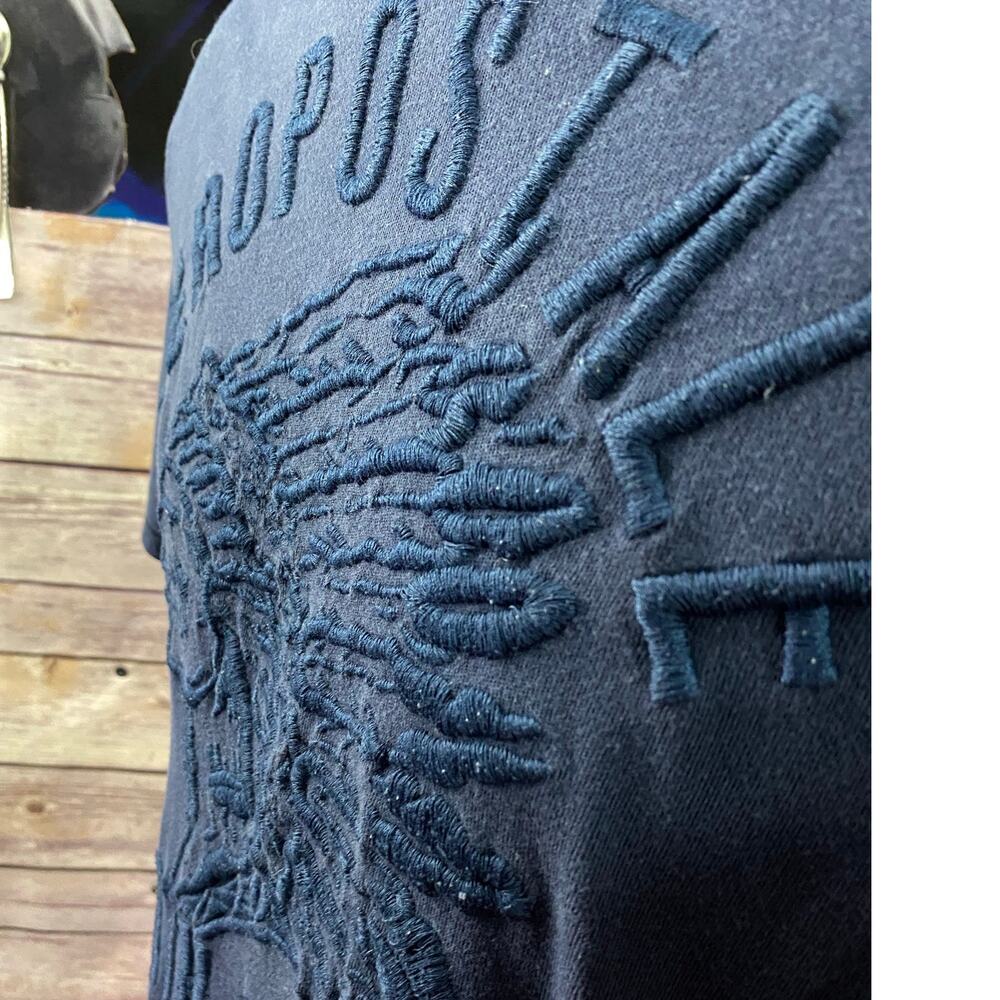Aeropostale Navy Blue Textured Embroidered Native Chief Head M Medium